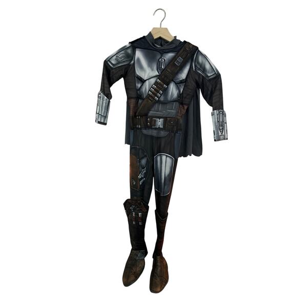 Rubies Star Wars Mandalorian Kids Jumpsuit Mask Cape Gloves & Boot Tops Costume - Picture 1 of 15